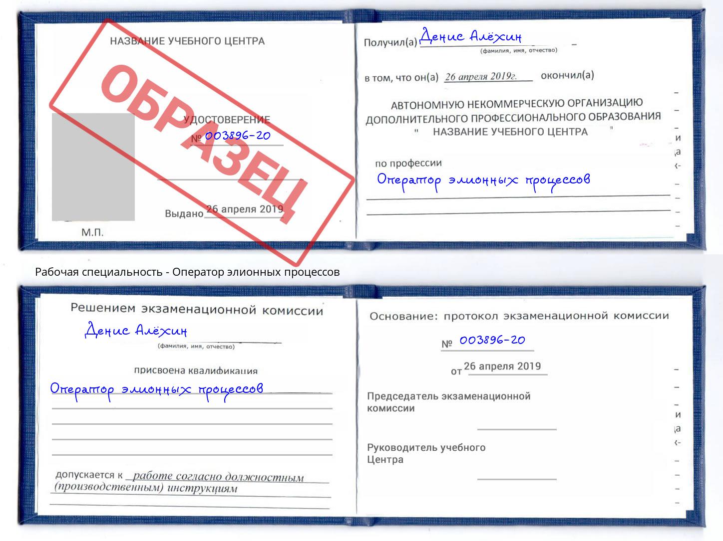 Оператор элионных процессов Дербент